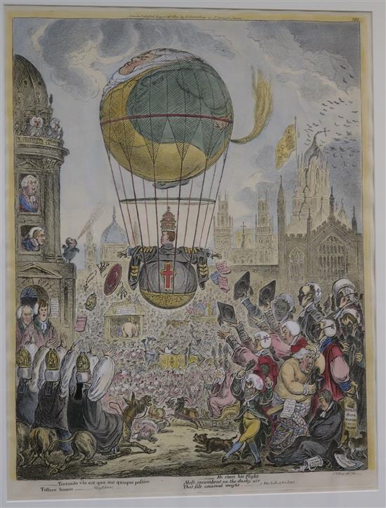 Blohm after Gilray, ballooning print, 53 x 40cm